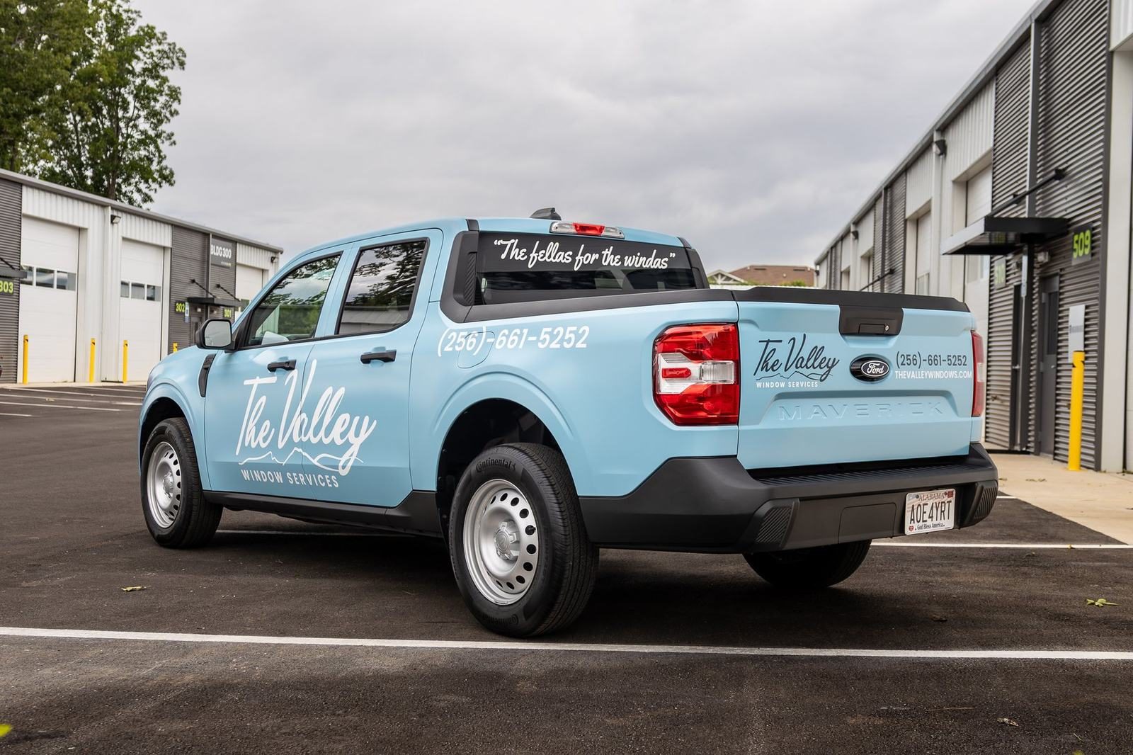 The Valley Window Services truck, branded to match the rest of the fleet by Good Graphics Co.