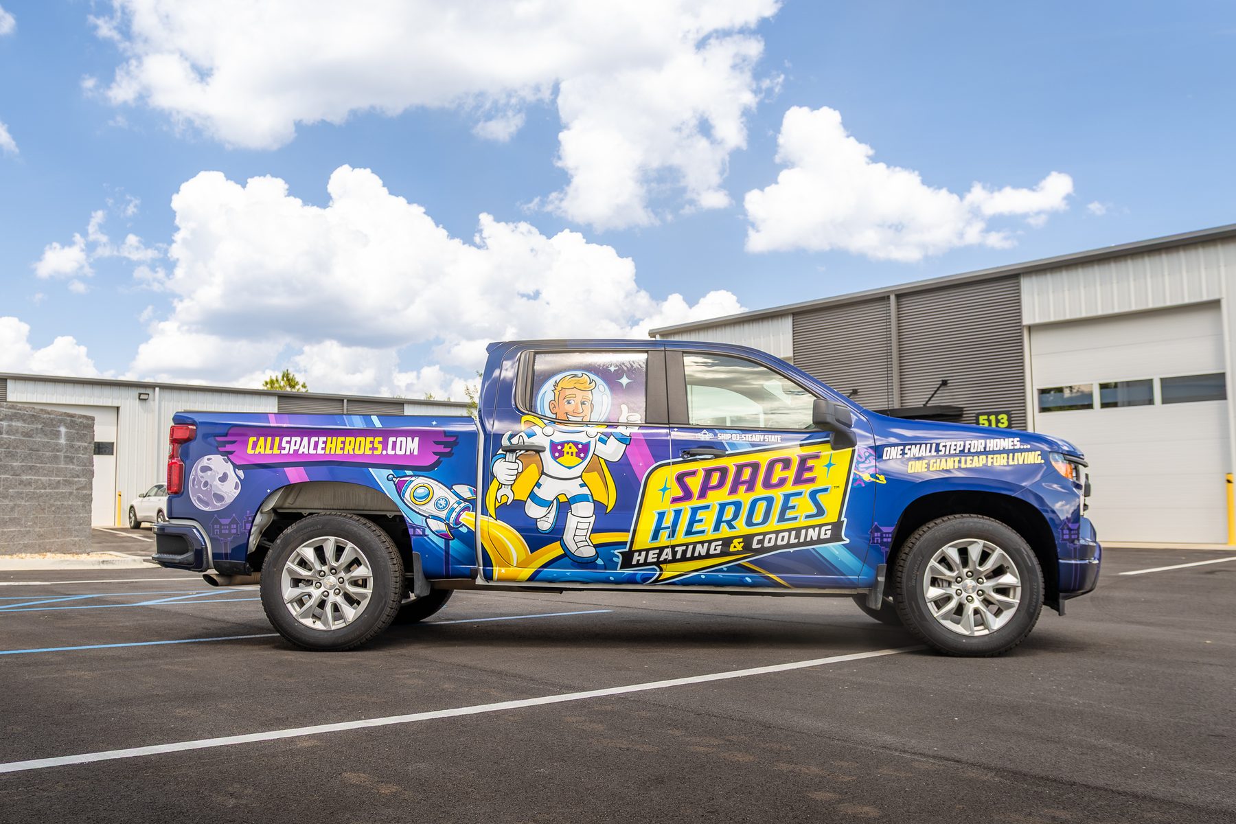 Full wrap on an HVAC service truck, designed, printed and installed by Good Graphics Co. in Madison, Alabama.